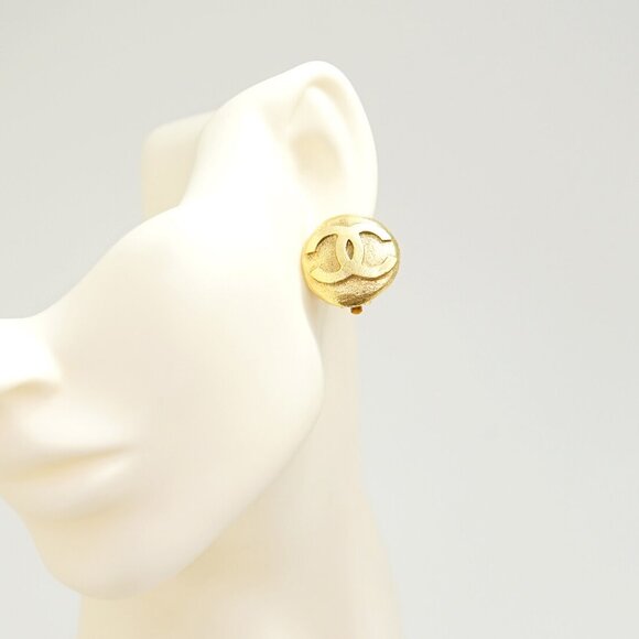 CHANEL CC logos Hoop 2 way Dangle Earrings Gold Tone 29 Auth w/Box #19000 - Picture 2 of 8
